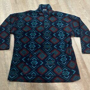Vintage Backroad Blues Fleece Aztec Design Size Medium